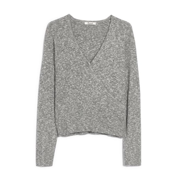 Madewell Sweaters - Madewell Marled Heather Grey Wrap Front Sweater